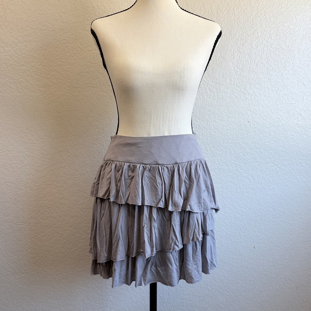 Banana Republic Womens Taupe Tiered‎ Ruffle Mini Skirt Size 8 Tencel Y2K